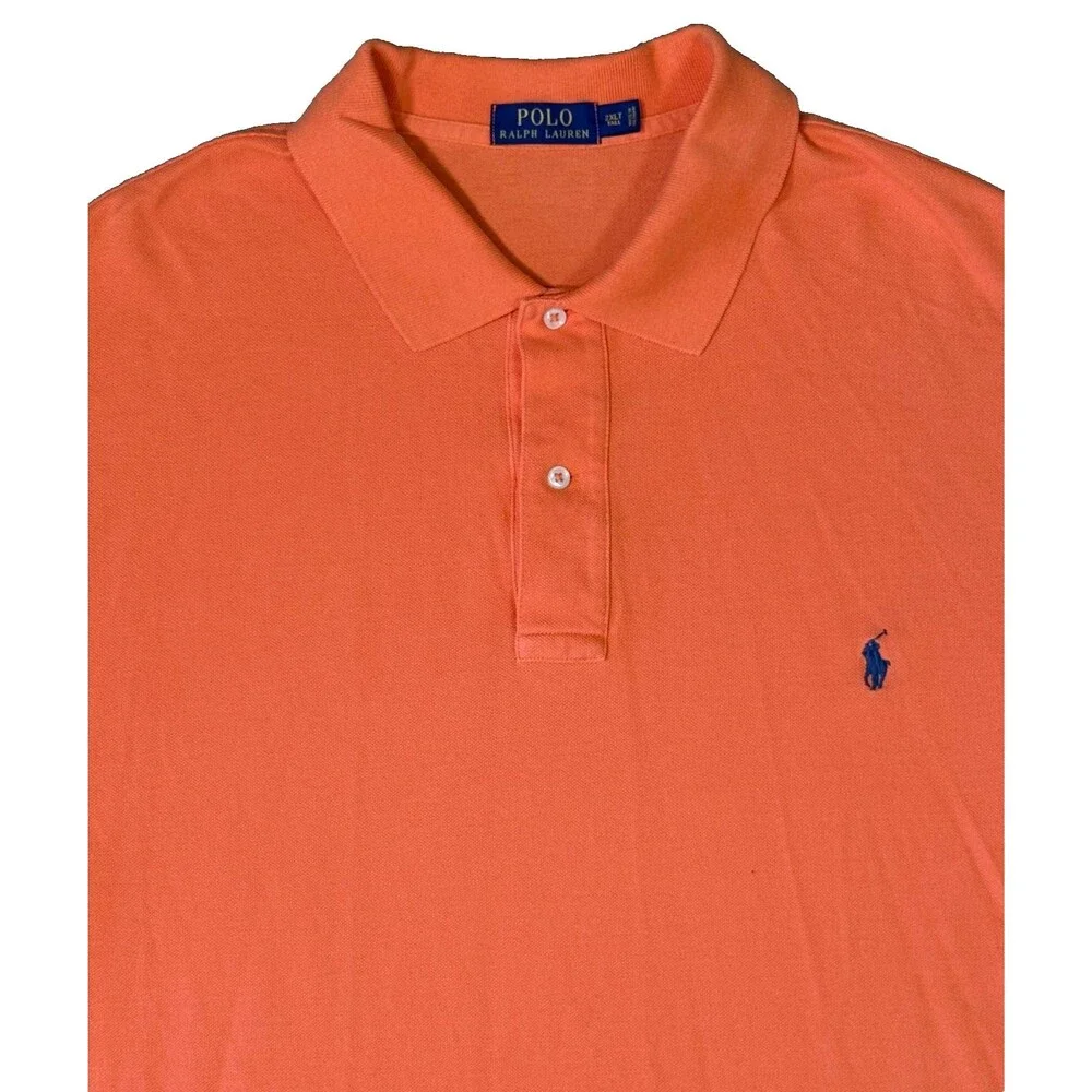 Polo Ralph Lauren Polo Shirt Mens 2XLT Tall Orange Short Sleeve Pony Logo